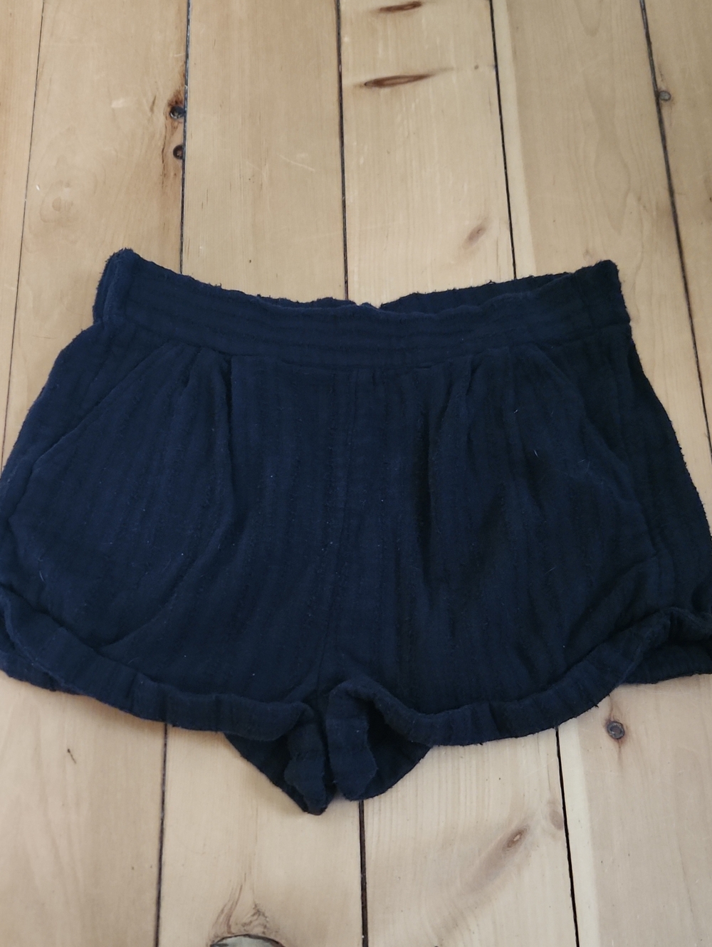 Free People Black High-Waist Cotton Casual Shorts - See Description